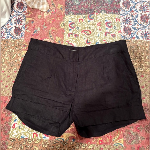 Michael Michael Kors Womens Shorts Turn-up Charcoal Black Linen - Picture 1 of 10